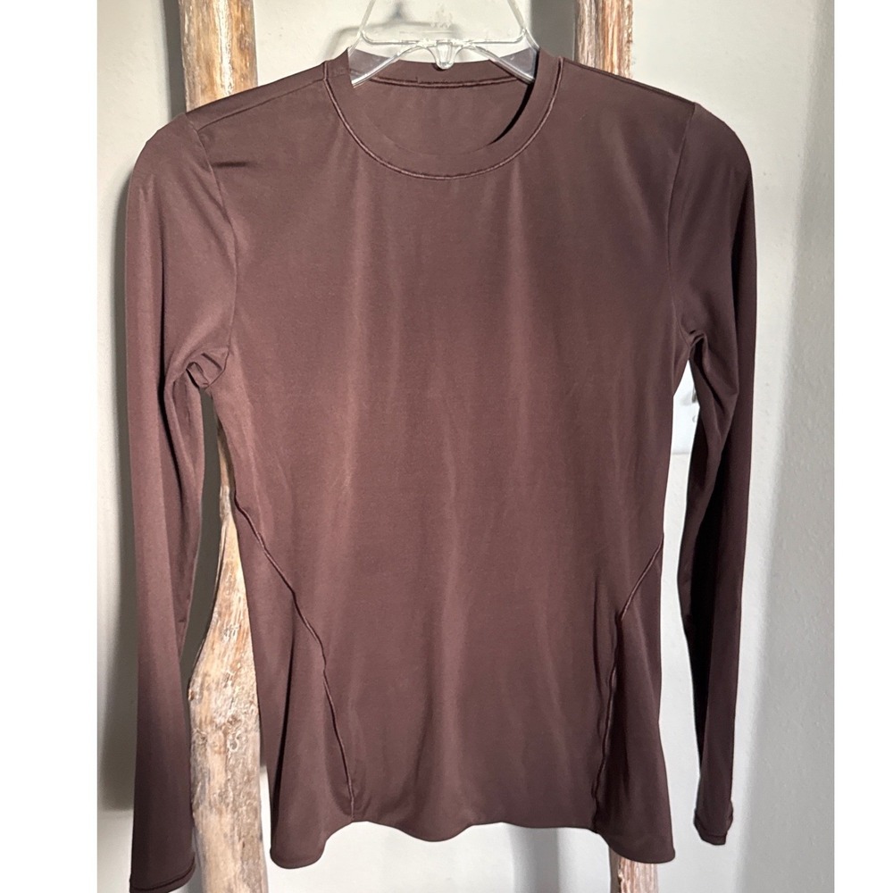 Lululemon Wundermost Ultra-Soft Nulu Crewneck Long-Sleeve Shirt Brown athleisure